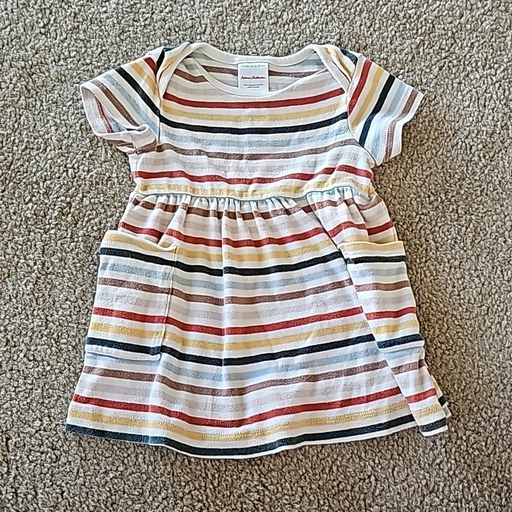 Hanna Andersson Striped Short Sleeve Pocket T-Shirt Dress 12-18M